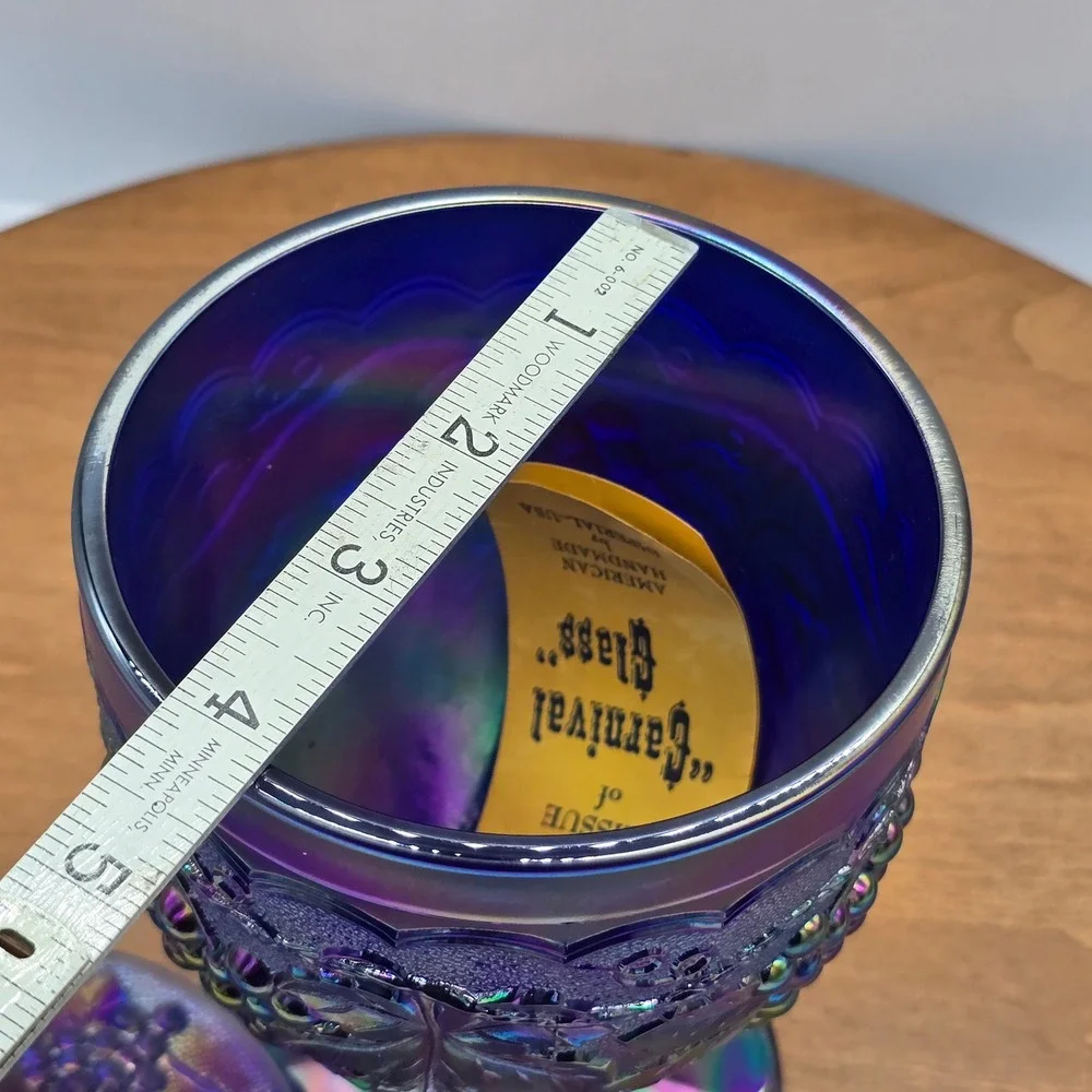 MINT‎ Imperial Glass Cobalt Blue Grape & Cable Covered Jar Aurora Jewels w/ Tags - Picture 3 of 8